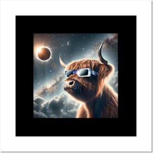 2024 Solar Eclipse Highland Cow ing Totality Posters and Art